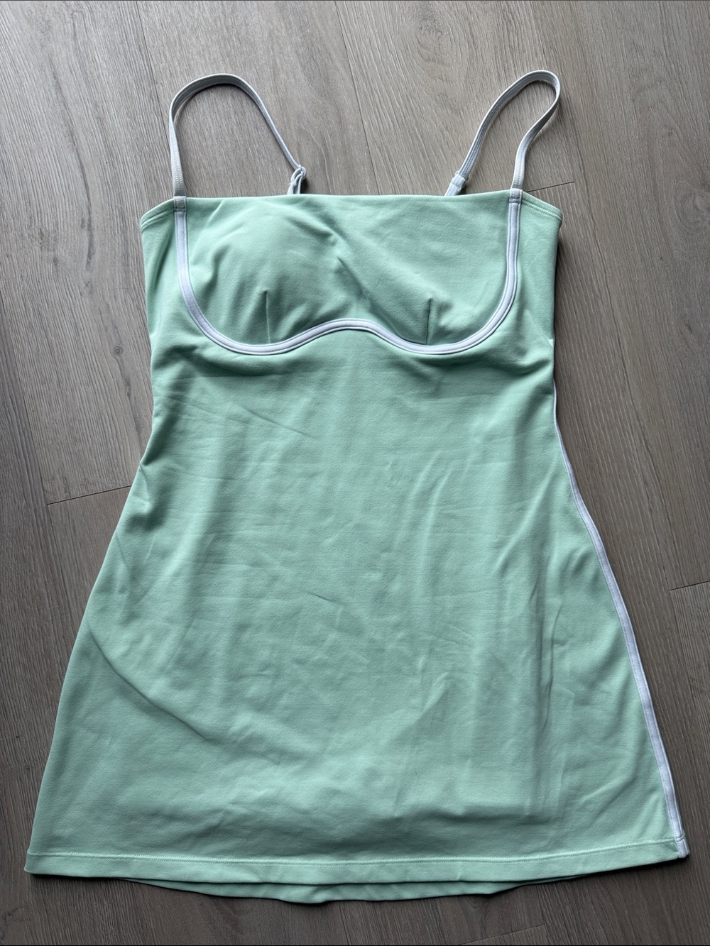ALO Yoga Mint Green Slip Dress with White Piping